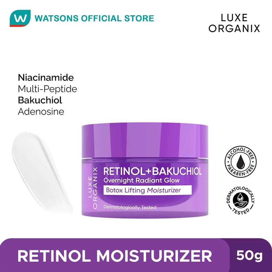 LUXE ORGANIX Retinol + Bakuchiol Overnight Radiant Glow Botox Lifting Moisturizer 50g