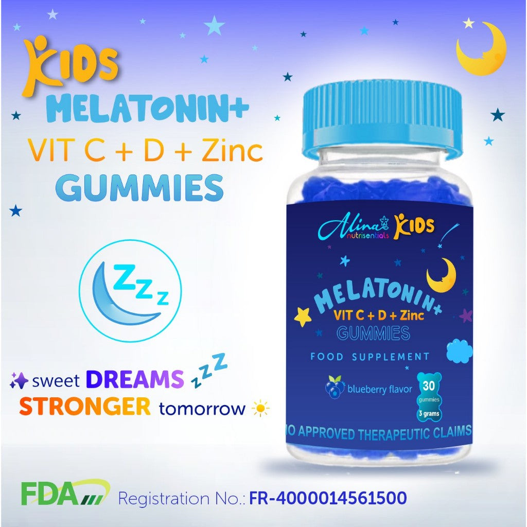 Kids SLEEP Vitamins Melatonin + Vitamin C D Zinc 30 Gummy
