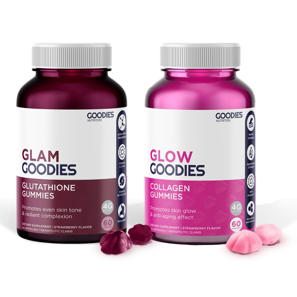 GOODIES NUTRITION Glam & Glow Duo (Collagen & Glutathione Gummies) - Hydrates & Brightens Skin