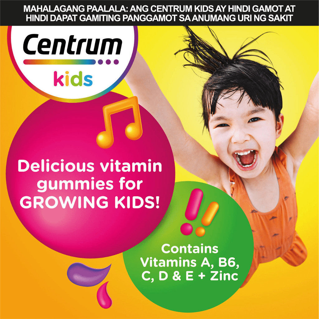Centrum Kids Multivitamin Gummies Apple & Fruit Burst 60s (Pack of 2)