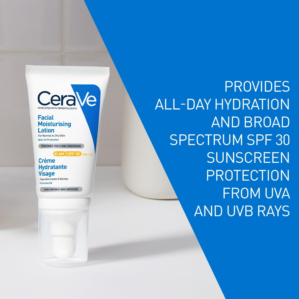CeraVe Facial Moisturiser AM PM Set | Day Moisturizing Lotion SPF30 with Oil-Free Night Cream