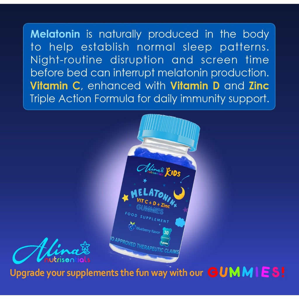 Kids SLEEP Vitamins Melatonin + Vitamin C D Zinc 30 Gummy