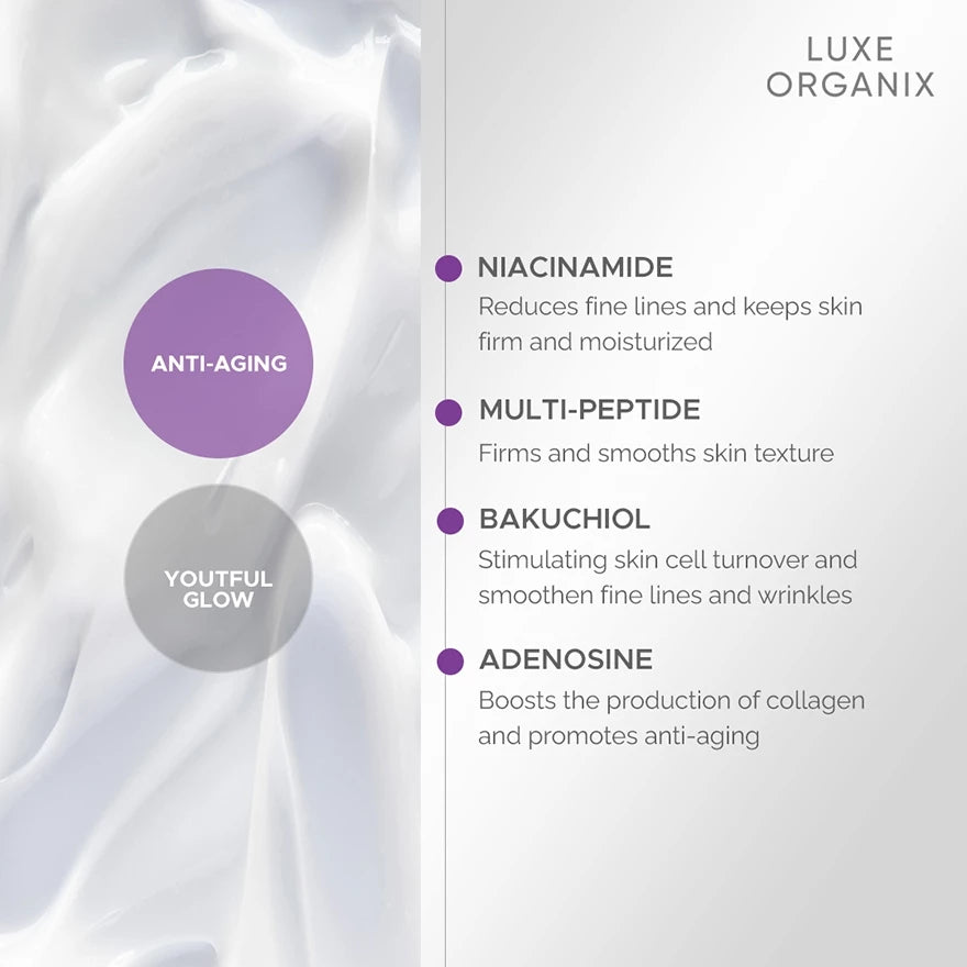 LUXE ORGANIX Retinol + Bakuchiol Overnight Radiant Glow Botox Lifting Moisturizer 50g
