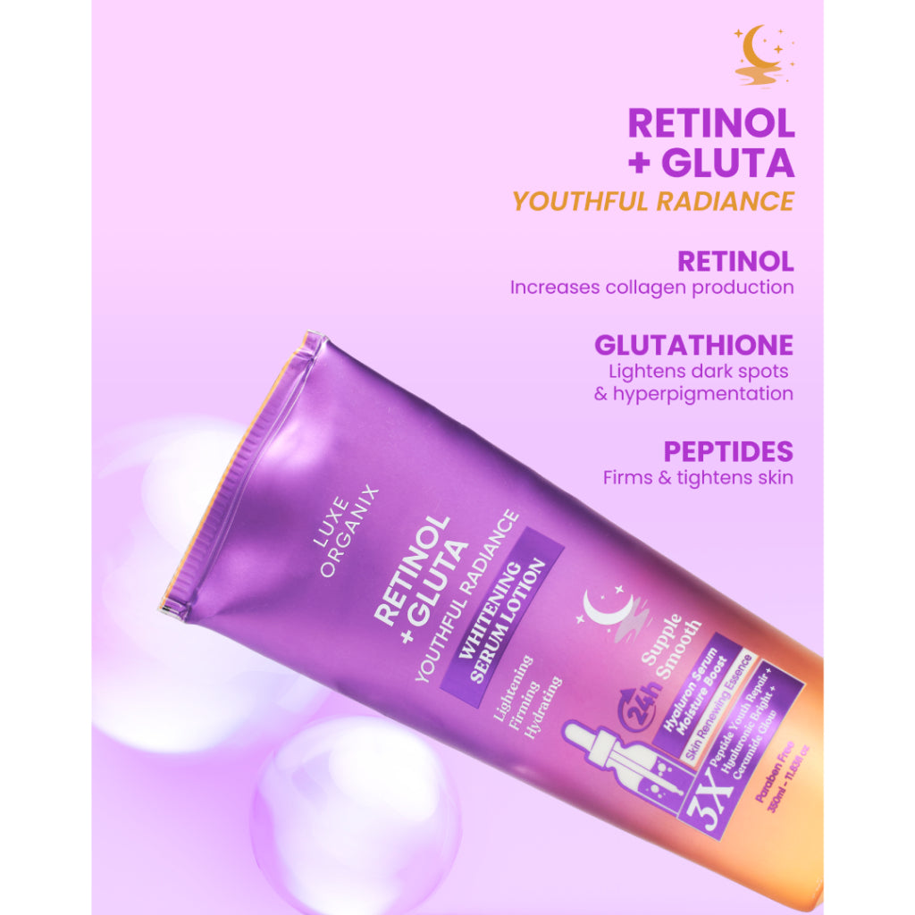 LUXE ORGANIX Retinol + Gluta Whitening Serum Lotion 350ml [ Buy 2, Get 50% Off ]