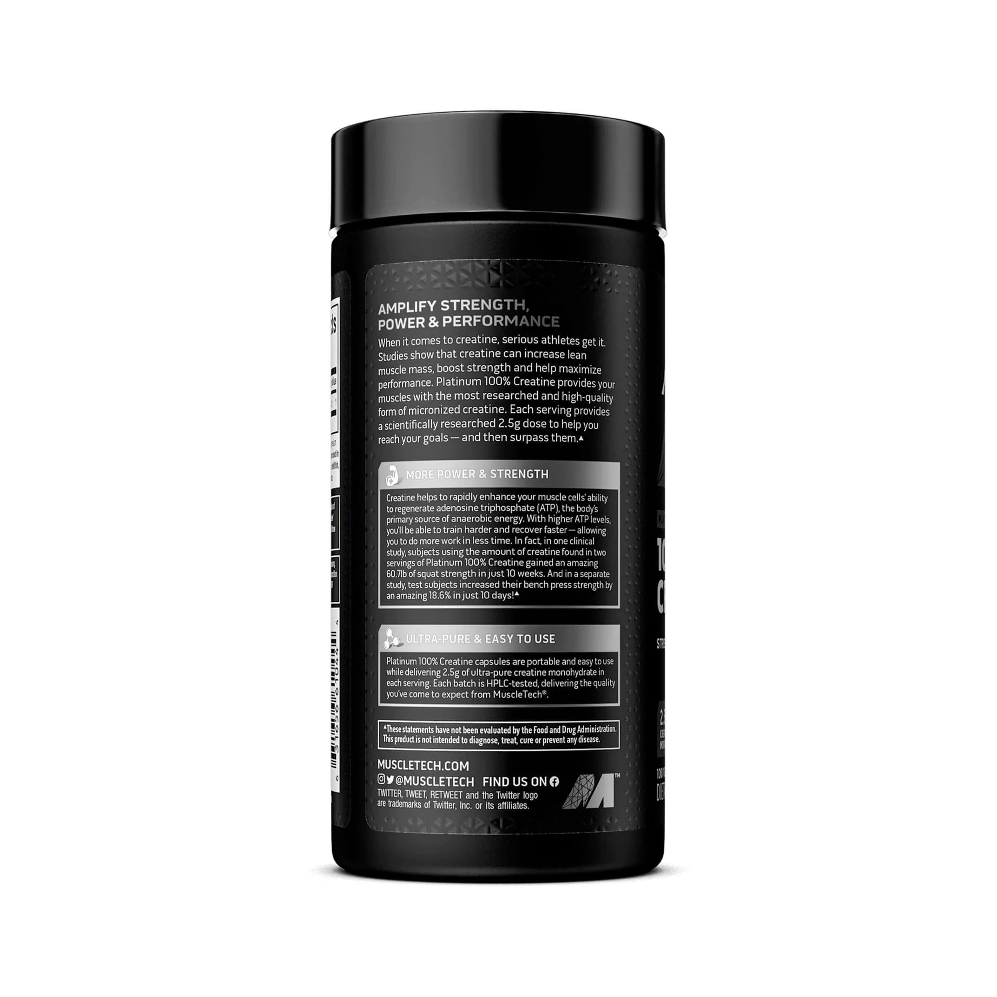 MuscleTech Platinum 100% Creatine Capsules 100 Veggie Caps