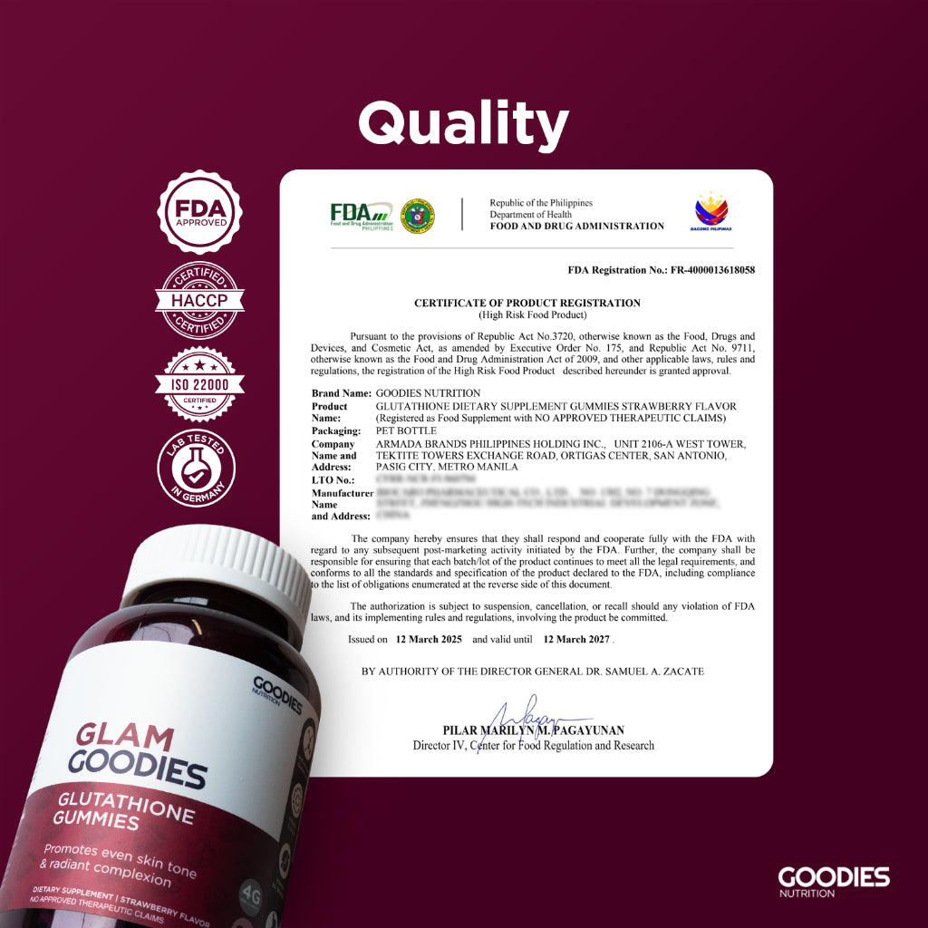 Glam Goodies by Goodies Nutrition: Delicious Glutathione Gummies for Brighter Skin