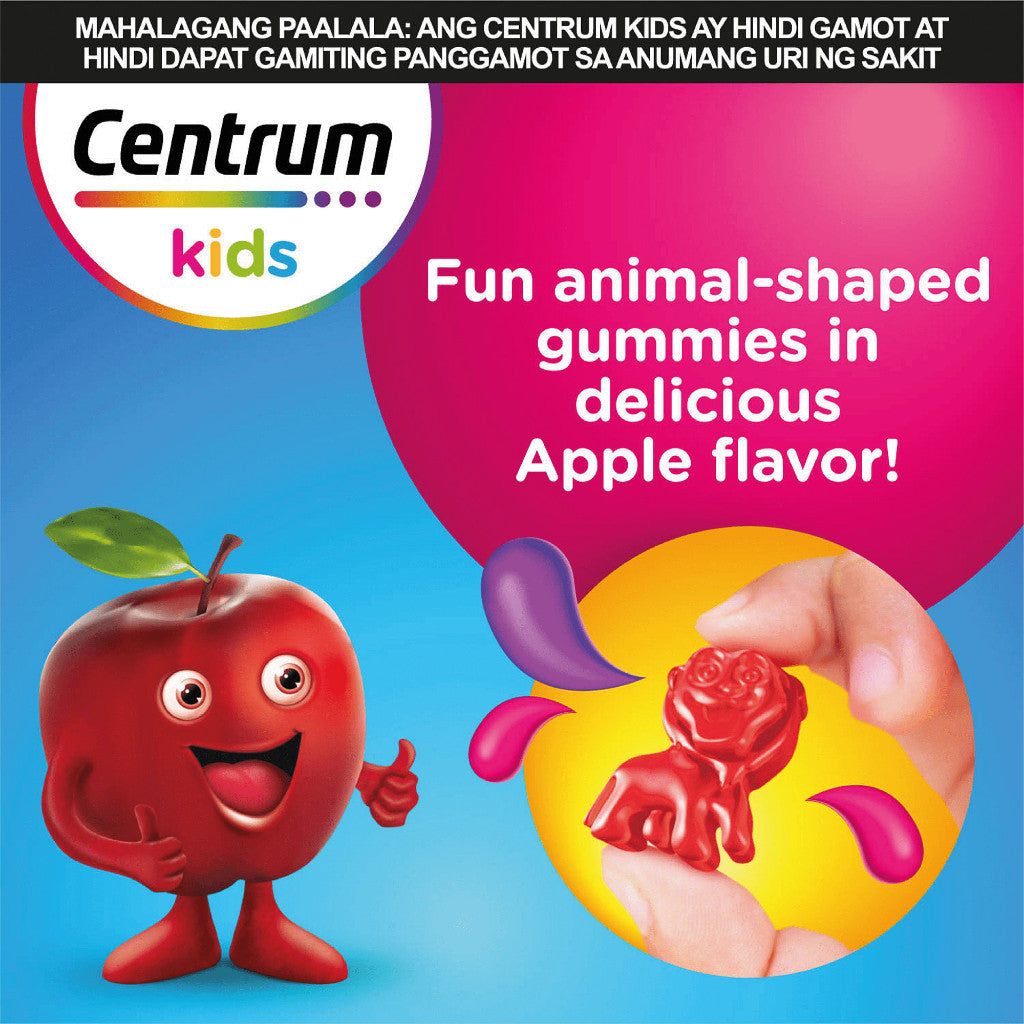 Centrum Kids Multivitamin Gummies Apple & Fruit Burst 60s (Pack of 2)