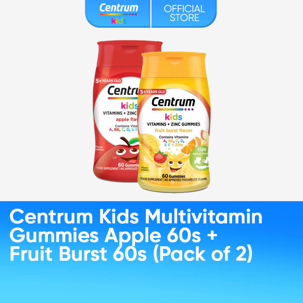 Centrum Kids Multivitamin Gummies Apple & Fruit Burst 60s (Pack of 2)
