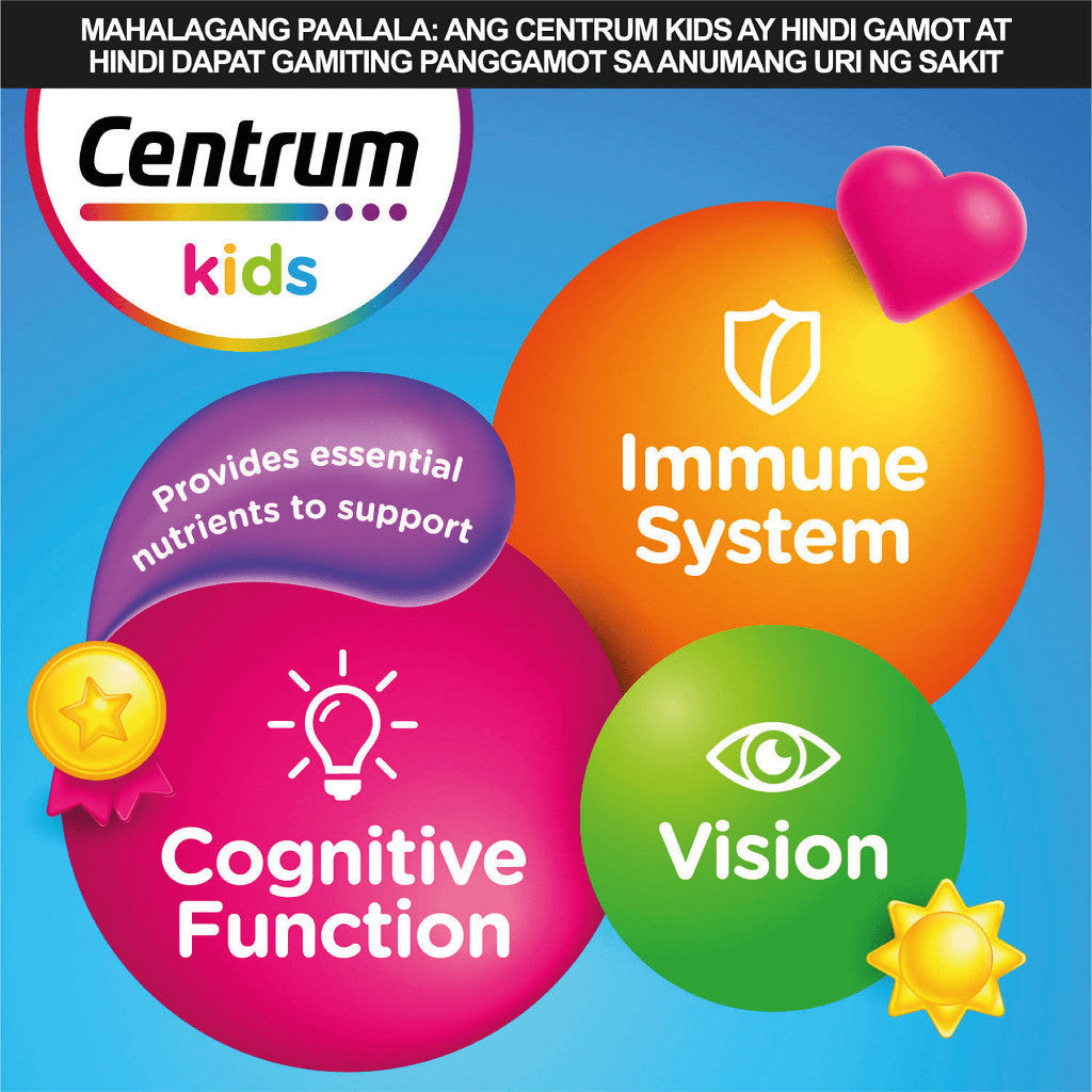 Centrum Kids Multivitamin Gummies Apple & Fruit Burst 60s (Pack of 2)