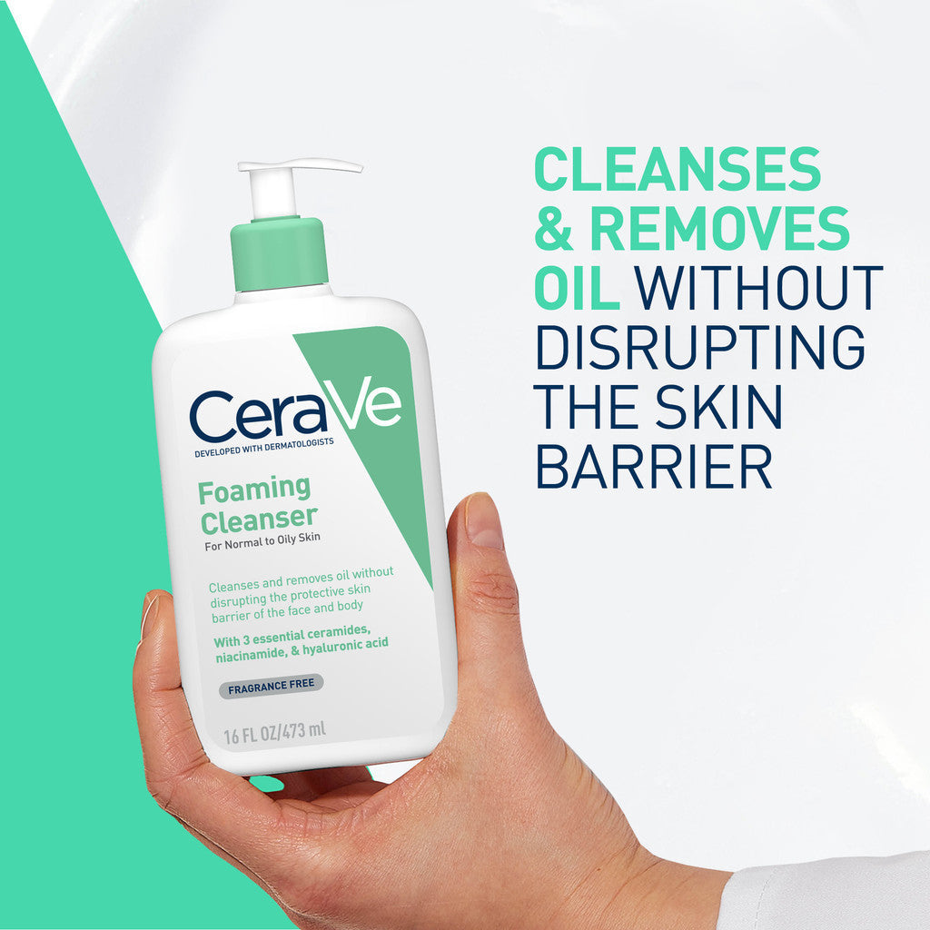 CeraVe Foaming Cleanser for Normal to Oily Skin (88ml/236ml/473ml) | Skin Barrier Face Wash