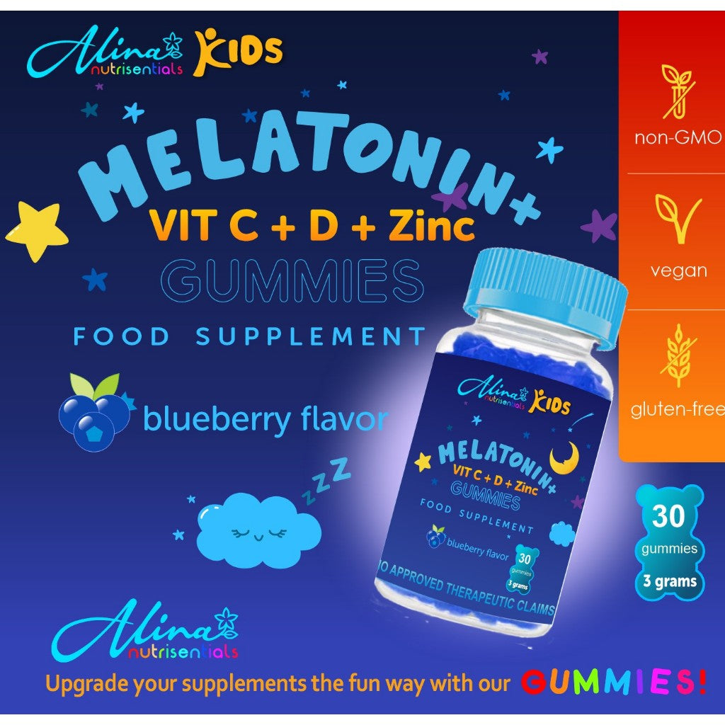 Kids SLEEP Vitamins Melatonin + Vitamin C D Zinc 30 Gummy