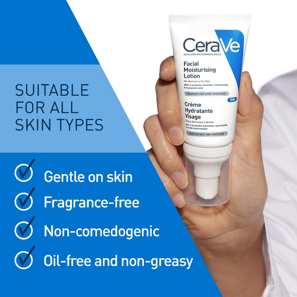 CeraVe Facial Moisturiser AM PM Set | Day Moisturizing Lotion SPF30 with Oil-Free Night Cream